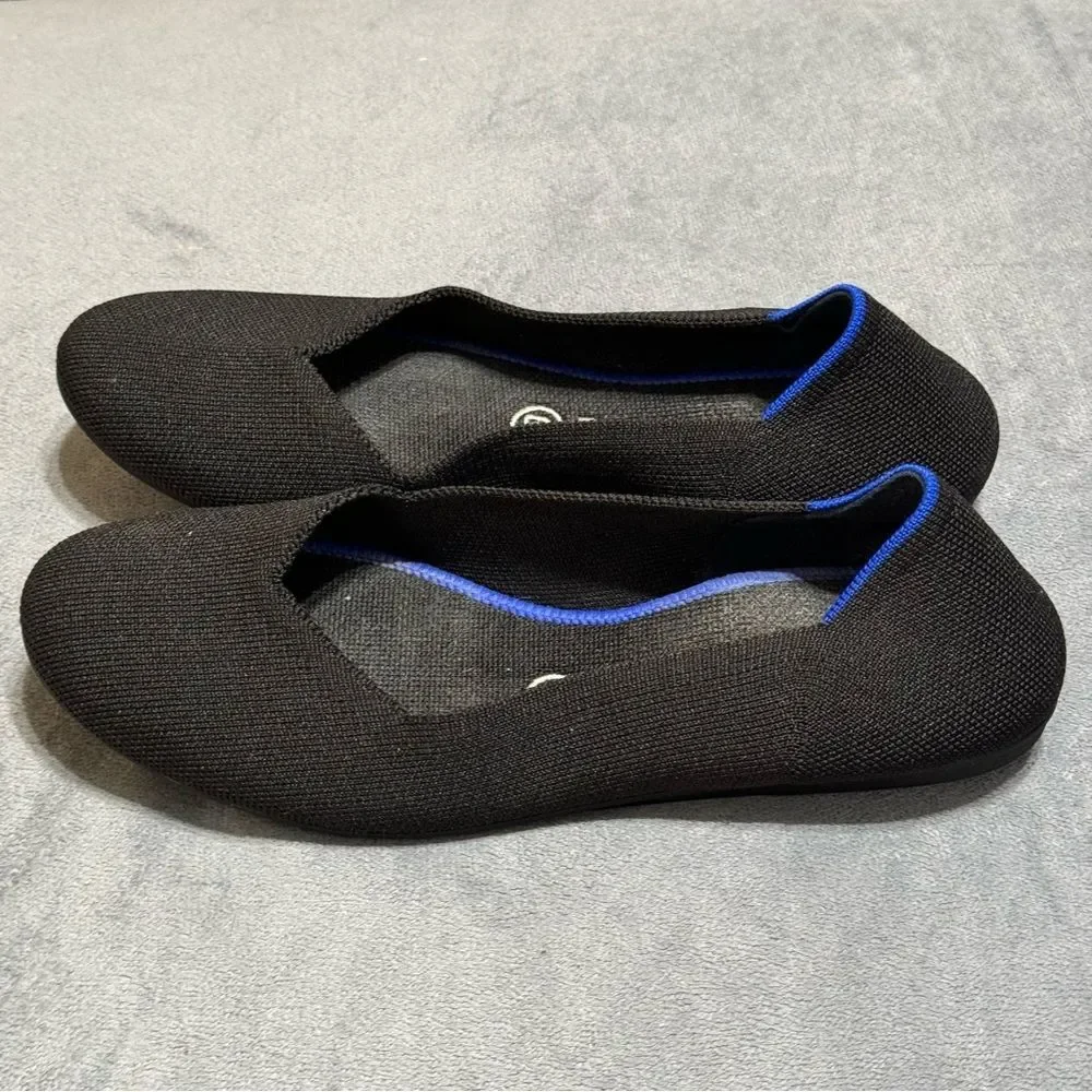 Rothy's Black Flats with Blue Accent Size 8.5 Machine Washable